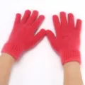 Cozy pink fuzzy knitted five-finger gloves winter warm rabbit hair wool thermal mittens - Rose Red