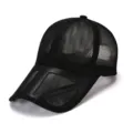 Cappellino da baseball traspirante in rete nera estate esterno protezione solare dettaglio - Regolabile  54-60CM / Nero