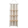 Estante de pared de madera de 3 niveles macramé bohemio hecho a mano decoración. - 44*115cm / Blanco Roto