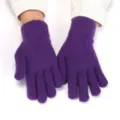 Guanti invernali in maglia viola, caldi guanti in peluche a cinque dita per donna. - Taglia Unica Adulto / Viola scuro