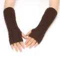 Knitted fingerless gloves for women winter warm cable knit arm warmers thick cozy sleeves - One Size / Coffee