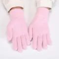 Pink rabbit hair knit gloves for women, winter warm five-finger gloves soft and cozy. - Adult Free Size / Pink
