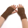 Guanti in maglia marroni senza dita per uomo e donna caldi invernali eleganti pratici. - Kaki