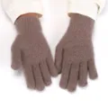 Guanti invernali caldi in maglia da donna, peluche spesso tinta unita cinque dita freddo. - Taglia Unica Adulto / Caffè