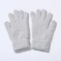 Guanti invernali caldi in maglia peluche da donna guanti a cinque dita morbidi dettaglio - Taglia Unica Adulto / Grigio chiaro