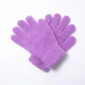 Close-up detail of soft purple winter knitted gloves, warm plush texture for cold days. - Adult Free Size / Light Purple
