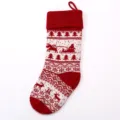 Knit Christmas stocking detail, red and white holiday decor pattern, hanging gift bag. - 11