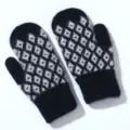 Knitted jacquard fleece lined warm mittens for winter outdoor cycling and daily wear cozy style. - One Size / Navy Blue