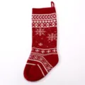 Grande calza di Natale in maglia con motivo a fiocco di neve, ideale per regali e decorazioni. - 4
