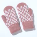 Moffole in lana lavorata a maglia jacquard per ciclismo invernale, felpati rosa. - Taglia Unica / Rosa