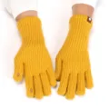 Yellow knitted fingerless gloves detail, cozy winter wool hand warmers with cute label. - Extended 27x10cm / Ginger Yellow
