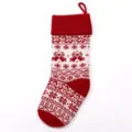 Christmas knitted stocking gift bag red white wool jacquard holiday hanging decor - 9