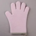 Pink silicone heat resistant oven glove kitchen cooking microwave safe anti-scald mitt - Five-Finger Silicone Pink