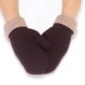 Winter warm thick knitted mittens for women, cute solid color plush fuzzy thermal gloves. - Two-Tone Flat Purple