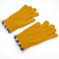 Winter warm knitted gloves five-finger touch screen solid color wool knit gloves for women - Adult Free Size / Yellow