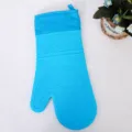 Blauer Silikon Ofenhandschuh hitzebeständig Backhandschuh mit Stoffmanschette und Aufhängeschlaufe. - Erwachsene 35x18.5cm Einzelpreis / Royalblau