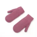 Women winter warm knitted mittens solid color plush fleece lined thick cute outdoor gloves - Flat Cuff Burgundy