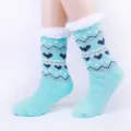 Dames pluizige winter gezellige sokken dikke gevoerde schattige hart gebreide huissokken - Eén maat / Hart Golf Blauw