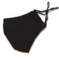 Solid black fabric face mask with adjustable ear loops, comfortable dustproof protective wear. - One Size / Black