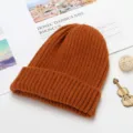 Berretto in maglia a coste marrone da donna invernale caldo comodo semplice casual elegante - Taglia Unica Adulto / Caffè