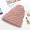 Berretto in maglia rosa da donna invernale caldo casual tinta unita simpatico cappello teschio - Taglia Unica Adulto / Rosa