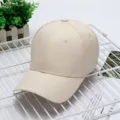Solid color cotton baseball cap for men and women, breathable outdoor sun hat, casual dad hat. - Beige