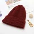 Wine Red Winter Knit Beanie Hat Solid Color Warm Ribbed Pullover Hat For Women And Men - Adult Free Size / Burgundy