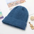 Blue ribbed knit beanie winter warm ski hat casual slouchy cap for women and men daily wear - Adult Free Size / Navy Blue