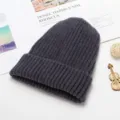 Winter dark grey knitted beanie hat, warm ribbed pull-on skull cap for men and women daily wear. - Adult Free Size / Dark Gray