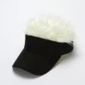 Fashion funny wig sun visor cap for women, novelty hair baseball hat white and black. - Adjustable / White