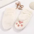 Mujeres Lindo Pata de Gato Peluche Manoplas Abatibles Invierno Caliente Guantes - Pata de Oso Colgante / Blanco