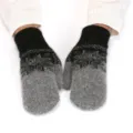 Fluffy winter warm mittens with classic snowflake pattern, soft knitted material for cold days. - One Size / Snowflake Black