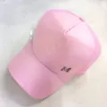 Pink mesh baseball cap for women, summer breathable hat with metal M letter decor. - m Pink