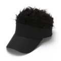 Black curly wig visor cap fashion novelty hair sun hat trendy funny hair hat for women - Adjustable / Black