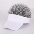 White wig sun visor hat with gray spiky hair, trendy funny novelty cap for women outdoor. - Adjustable / White With Gray Hair