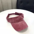 Washed denim empty-top sun visor for women, summer UV protection wide brim outdoor hat. - Adult 54-58cm / Burgundy