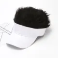 Fashion women novelty wig visor cap with curly hair casual sun hat quirky streetwear hair hat - Adjustable / White With Black Hair