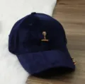 dark blue velvet baseball cap with metal chain decoration curved brim fashion hat for women - Adjustable / Navy Blue