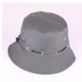 Grey cotton bucket hat for outdoor sun protection, casual breathable fisherman cap style. - Adjustable / Gray