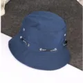Summer pure cotton double-sided sun hat outdoor anti-UV bucket hat unisex basin hat - Adjustable / Blue
