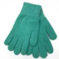 Green winter knitted gloves for women, warm thick rabbit hair five-finger solid color gloves. - Adult Free Size / Dark Blue