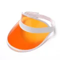 Transparenter PVC Sonnenschutz-Visierhut, orange Krempe, weißer Besatz und Gummizug. - Orange