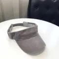 Grey washed denim empty-top sun visor hat, wide brim summer UV protection outdoor cap for women. - Adult 54-58cm / Light Gray