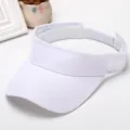 Women's white cotton empty top sun visor hat, breathable outdoor sports casual baseball cap. - White