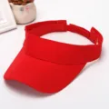Red empty top sun visor hat, breathable cotton outdoor sports cap for summer sun protection. - Red