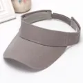 Women cotton empty top sun visor hat grey casual summer outdoor uv protection baseball cap - Gray