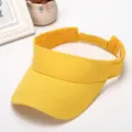 Yellow cotton empty top sun visor hat for women, casual outdoor sports summer beach cap. - Yellow