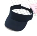 Dark blue cotton empty top cap summer outdoor sun protection sun visor hat for women - Navy Blue