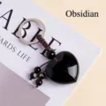 Zwarte obsidiaan hart sleutelhanger natuurlijke kristallen steen tas hanger autoring - 3cm Hart Obsidiaan / Grootte Ca. 3cm