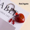 Natuurlijke rode agaat hart sleutelhanger met kristal steen tas bedel en hanger - 3cm Hart Rode Agaat / Grootte Ca. 3cm